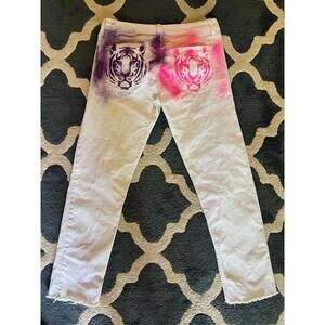 Gap 1969 Real Straight Low Rise Jeans with Tiger Spray Art - Size 27